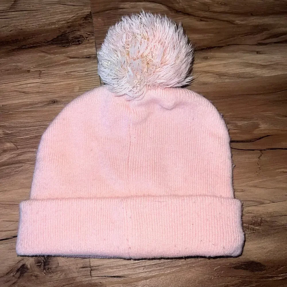 Girls Pink Pom-Pom Eyelash Beanie – One Size